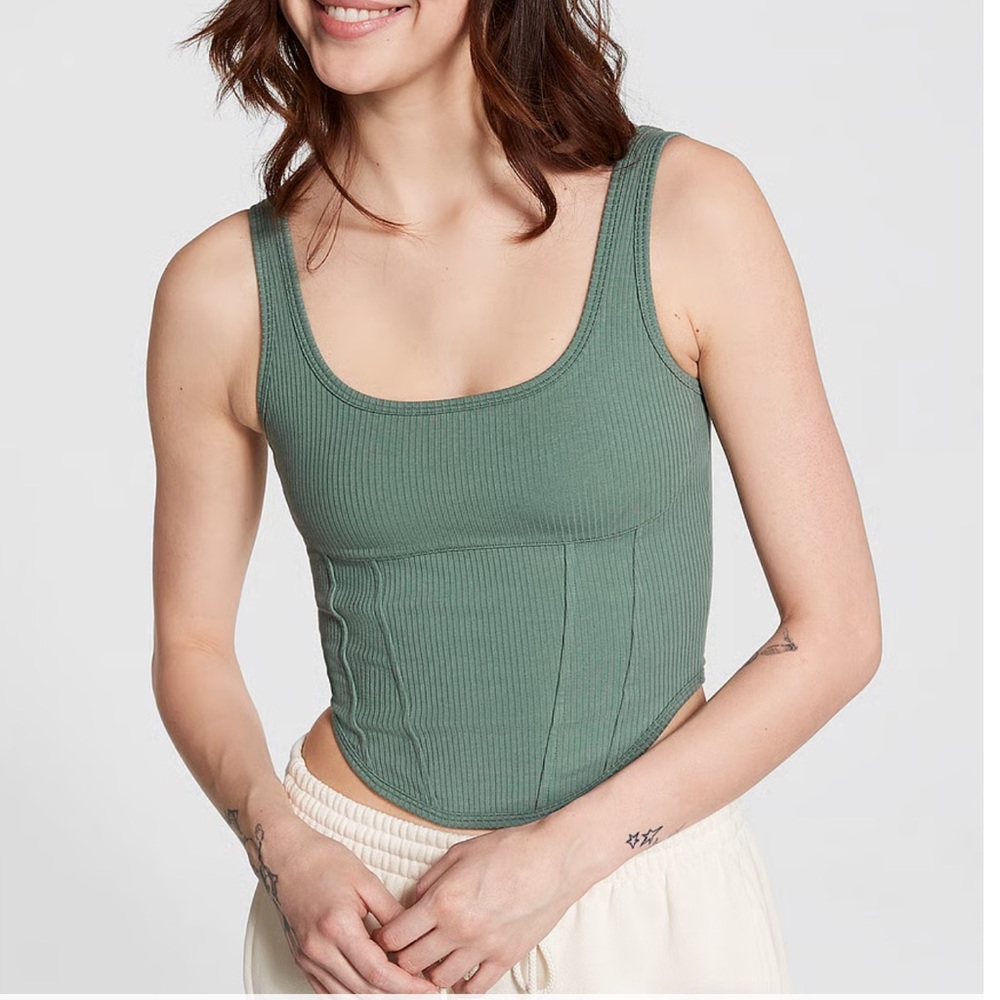 PINK Victoria's Secret Sage Ribbed Tank